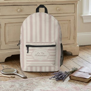 Vintage Rose & Cream Striped French Country  Printed Backpack