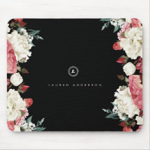 Vintage Rose Custom Monogram Mousepad