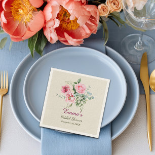 Vintage Rose Customise Bridal Shower Paper Napkin