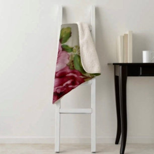 Vintage Rose Elegance Sherpa Blanket