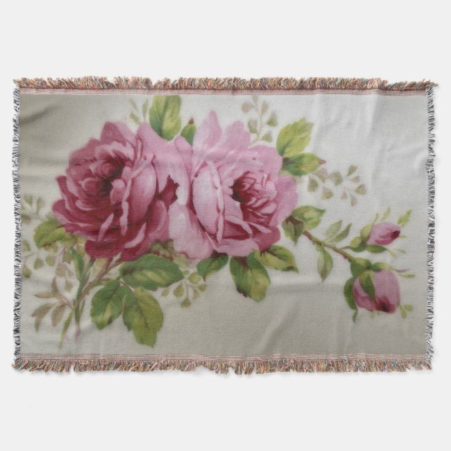 Vintage Rose Elegance  Throw Blanket (Front)
