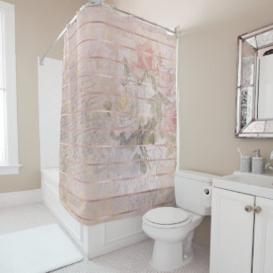 Vintage Rose Ephemera   Floral Watercolor Shower Curtain