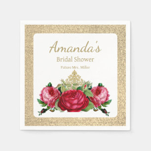Vintage Rose Floral Bridal Shower Party Napkin