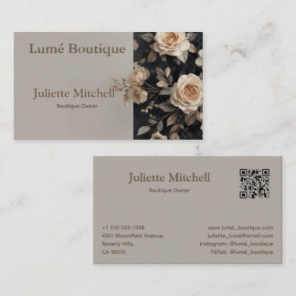 Vintage Rose Floral Elegant Boutique Business Card