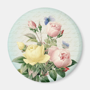 Vintage rose floral magnet