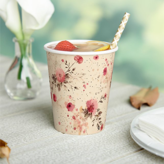 Vintage Rose Floral Paper Cups (Insitu)