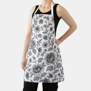 Vintage Rose Floral Pattern Apron