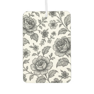 Vintage Rose Floral Pattern Car Air Freshener