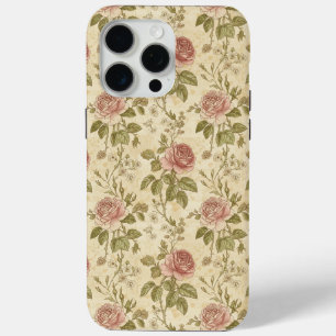 Vintage Rose Floral Pattern iPhone 15 Pro Max Case