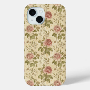 Vintage Rose Floral Pattern iPhone 15 Case