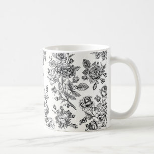 Vintage Rose Floral Pattern Coffee Mug