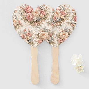 Vintage Rose Floral Pattern Elegant Pastel Hand Fan