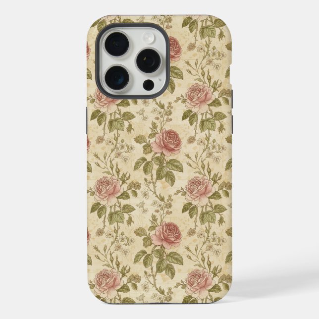 Vintage Rose Floral Pattern iPhone Case (Back)