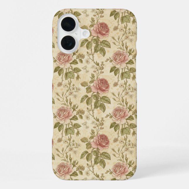 Vintage Rose Floral Pattern iPhone Case (Back)