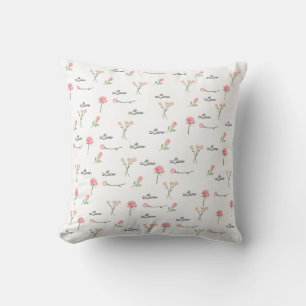 Vintage Rose Floral Pattern Love Cushion