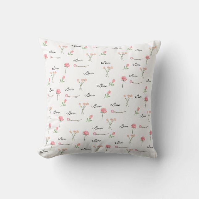 Vintage Rose Floral Pattern Love  Cushion (Front)