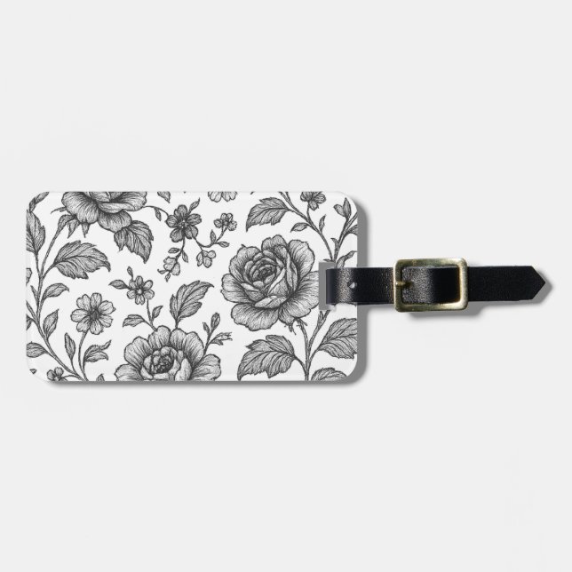 Vintage Rose Floral Pattern  Luggage Tag (Front Horizontal)