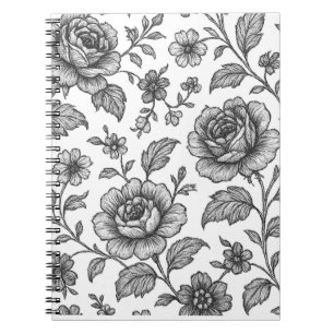 Vintage Rose Floral Pattern Notebook