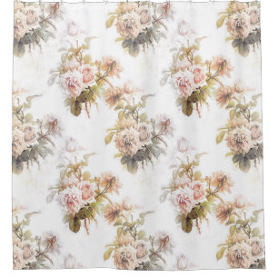 Vintage rose floral pattern shower curtain