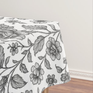 Vintage Rose Floral Pattern Tablecloth