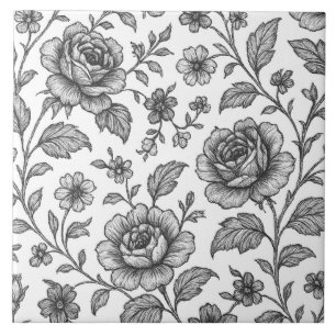 Vintage Rose Floral Pattern Tile