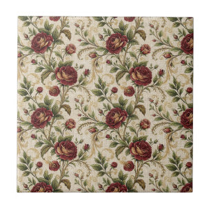 Vintage Rose Floral Print Pattern - Flowers Design Tile