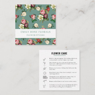 Vintage Rose Floral Sage Green Business Card