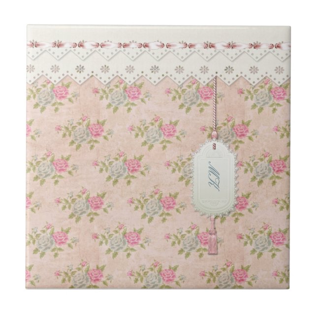 Vintage Rose Floral Tile (Front)
