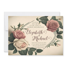 Vintage Rose Floral Wedding Invitation