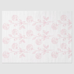 Vintage Rose Flower Drawing Pink Decoupage  Tissue Paper