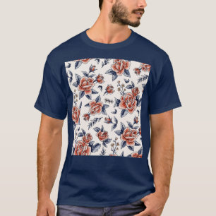 Vintage Rose Flower Floral Spring Summer Pattern T-Shirt
