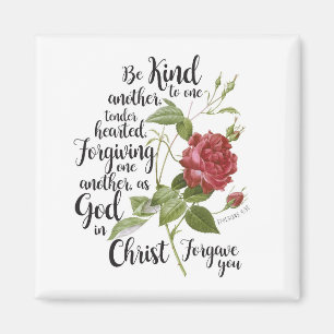 Vintage Rose flower illustrated with bible verse Magnet
