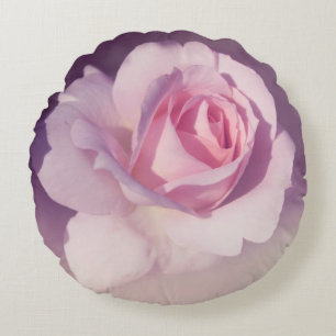 Vintage Rose Flower Pink Purple Design Round Cushion