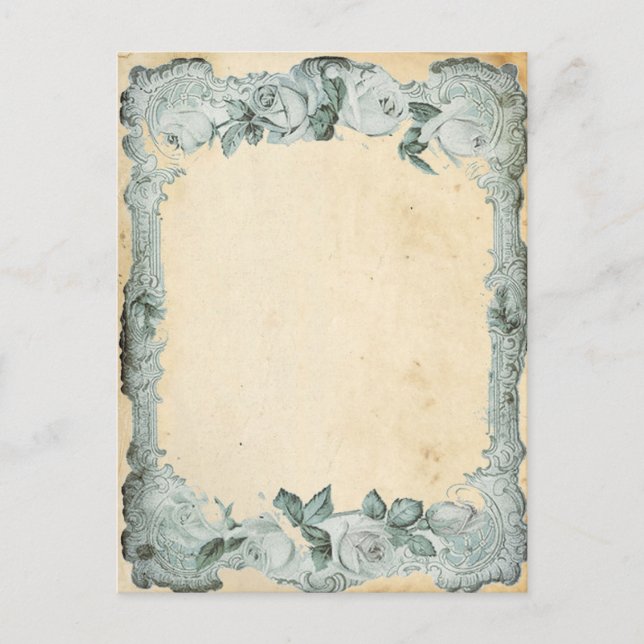 Vintage Rose Frame Postcard (Front)