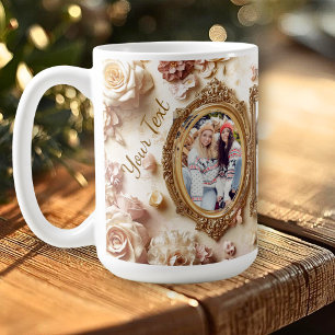 Vintage Rose Frames with Soft Gold Floral Glow Coffee Mug