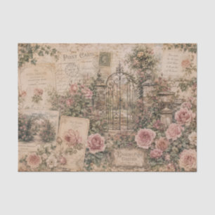 Vintage Rose Garden Antique Postcards Letters Tissue Paper