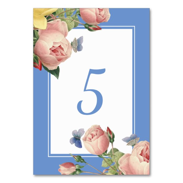 Vintage Rose Garden Party Table Numbers (Front)