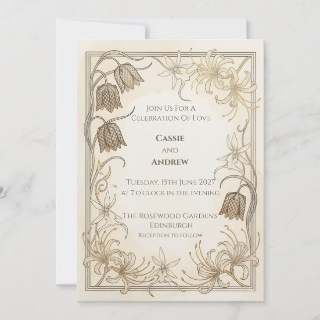 Vintage Rose Garden Wedding Invitation (Front)