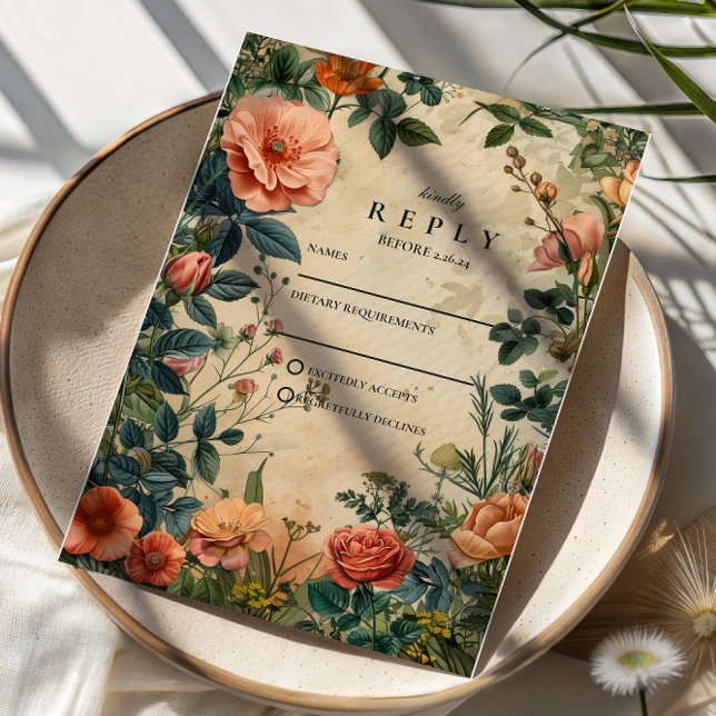 Vintage Rose Garden Wedding RSVP Card (Creator Uploaded)