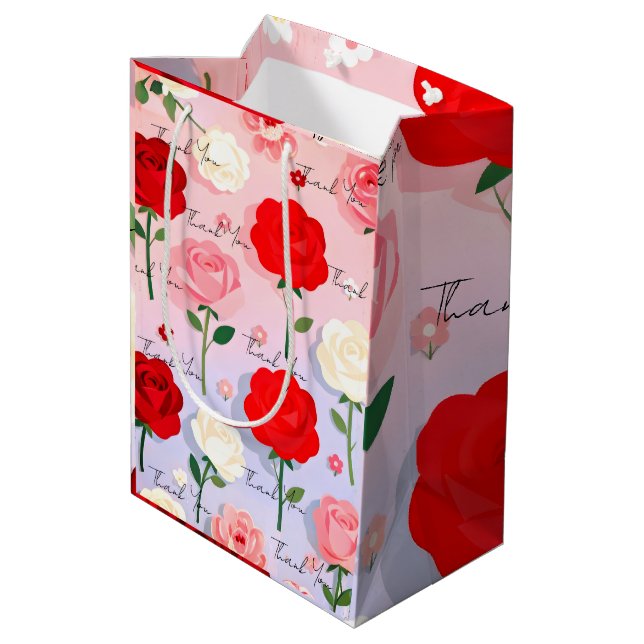 Vintage Rose Garden - Wrapping Paper Medium Gift Bag (Back Angled)