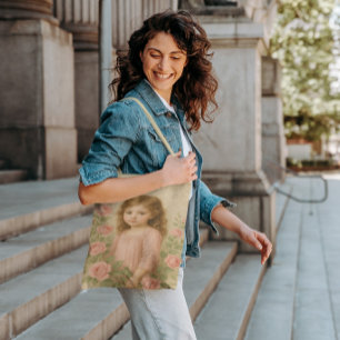 Vintage Rose Girl Portrait Tote Bag