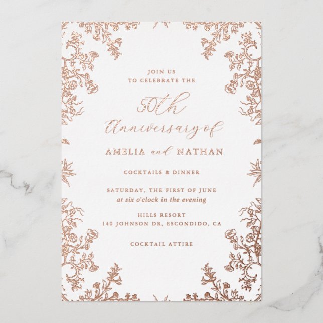 Vintage Rose Gold 50th Anniversary Party (Front)