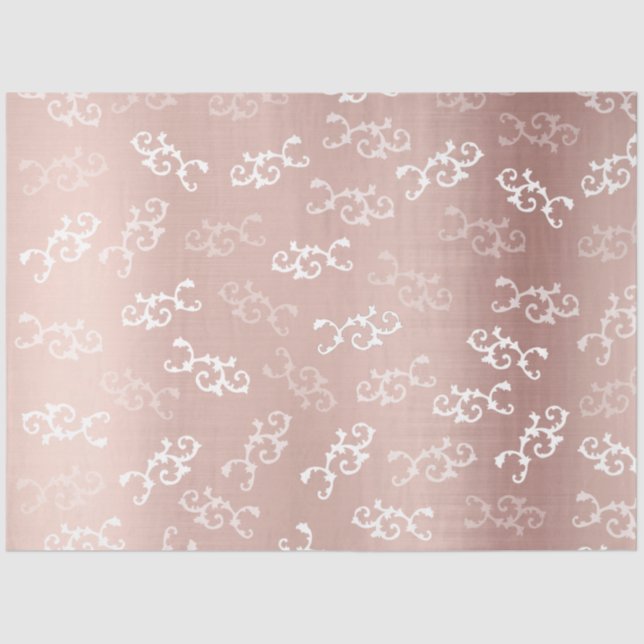 Vintage Rose Gold Damask Pattern Tissue Paper (Front)