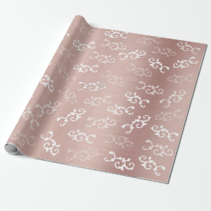 Vintage Rose Gold Damask Pattern Wrapping Paper