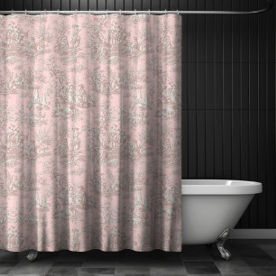 Vintage Rose Gold Elegant Toile de Jouy Shower Curtain