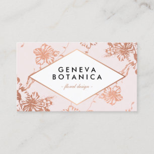 Vintage Rose Gold Floral Pattern on Pink Designer Business Card