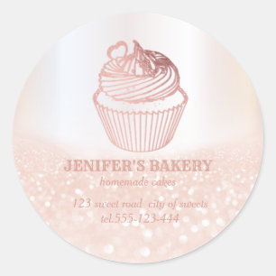 Vintage Rose gold Homemade cupcakes and sweets Classic Round Sticker