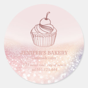 Vintage Rose gold Homemade cupcakes and sweets Classic Round Sticker