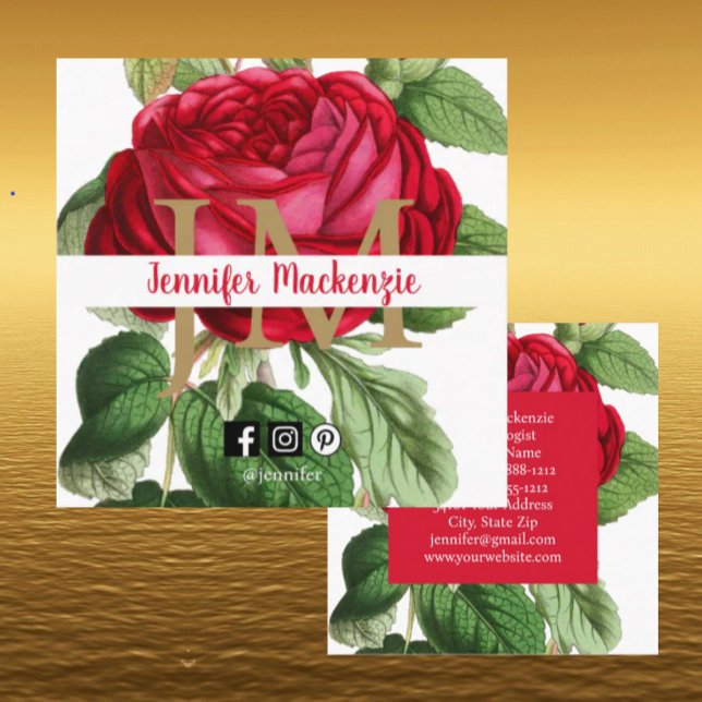 Vintage Rose Gold Pretty Pink  Square Business Card (Creator Uploaded)