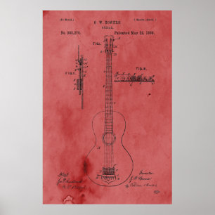 Vintage Rose Guitar Patent Poster